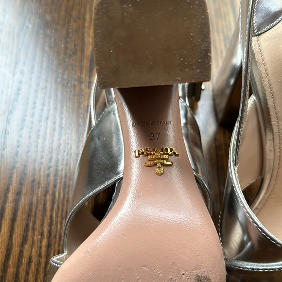 Prada Metallic Silver Block Heels - Picture 7 of 7